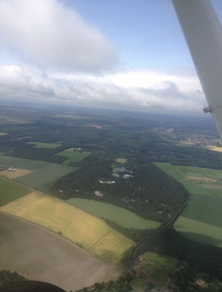 Flying over the countryside